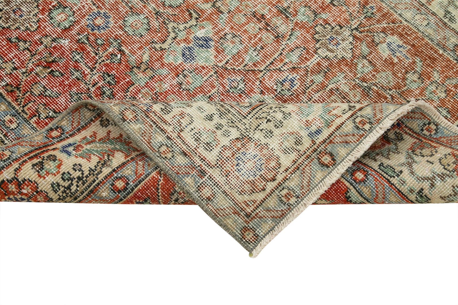 Overdyed Vintage Bej Eskitme Pamuk Yün El Dokuma Halısı 106x200 Agacan