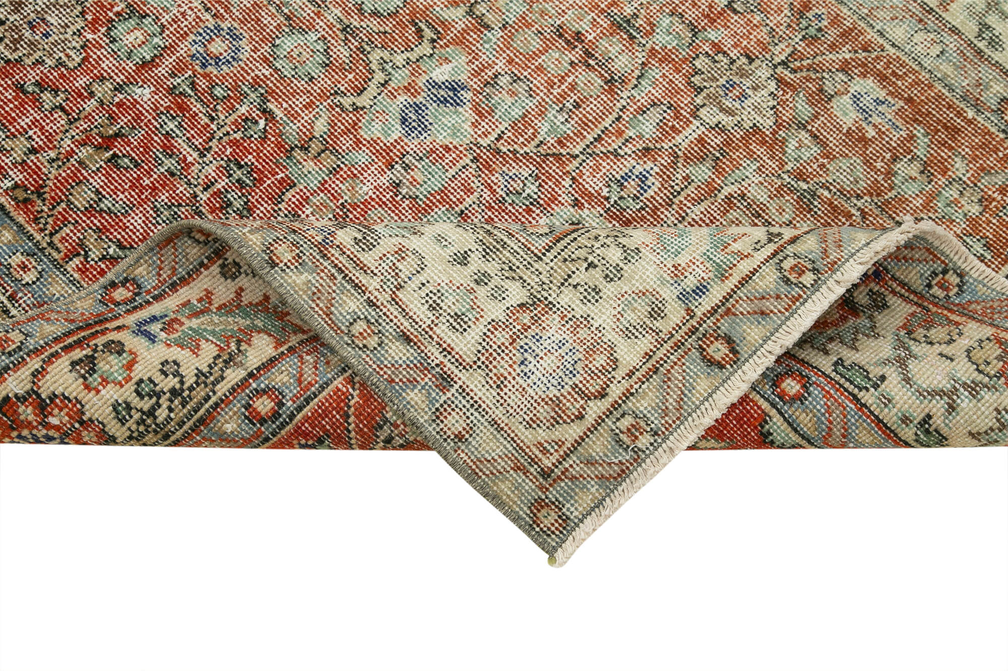 Overdyed Vintage Bej Eskitme Pamuk Yün El Dokuma Halısı 106x200 Agacan