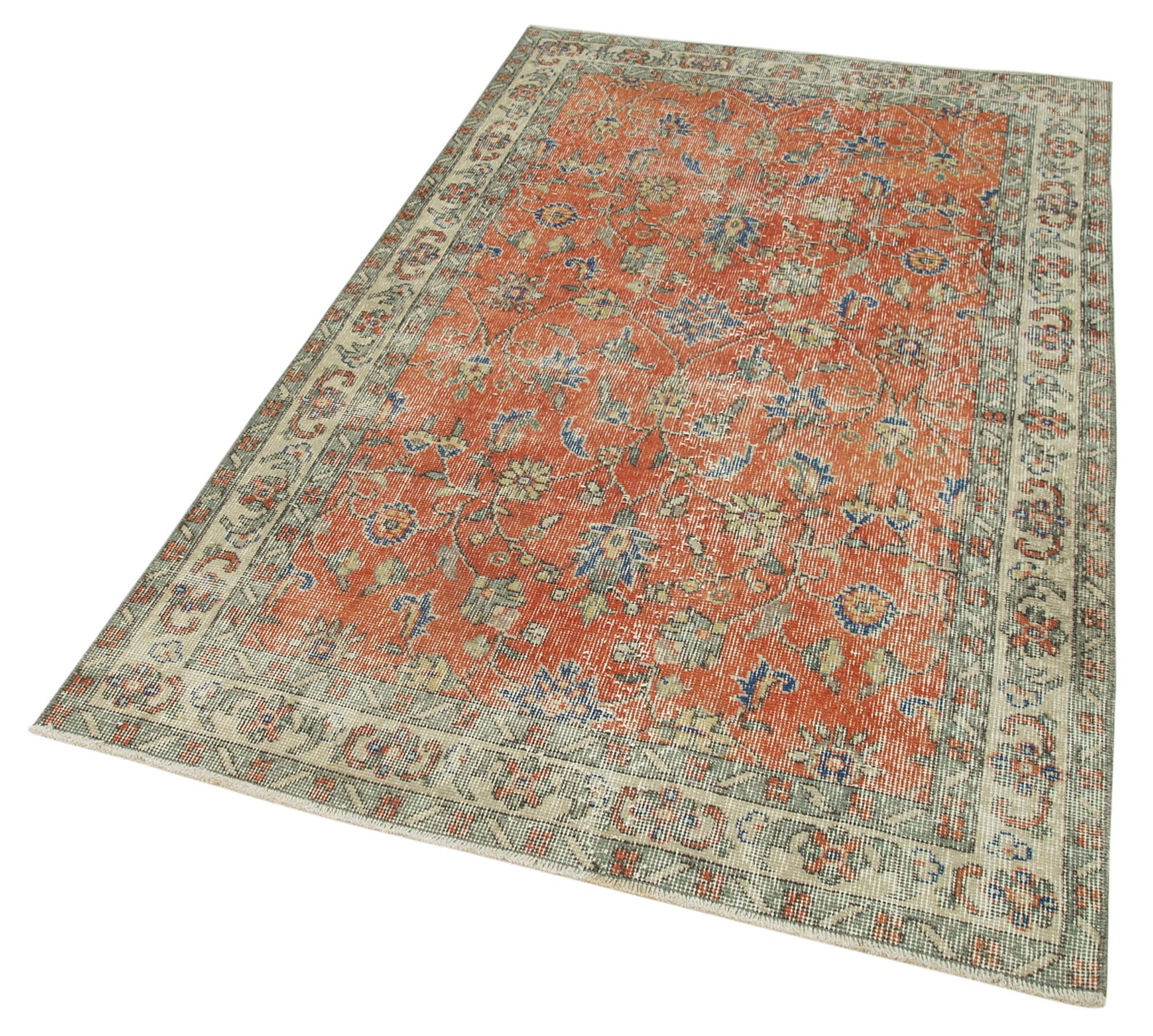 Overdyed Vintage Kırmızı Eskitme Pamuk Yün El Dokuma Halısı 120x197 Agacan