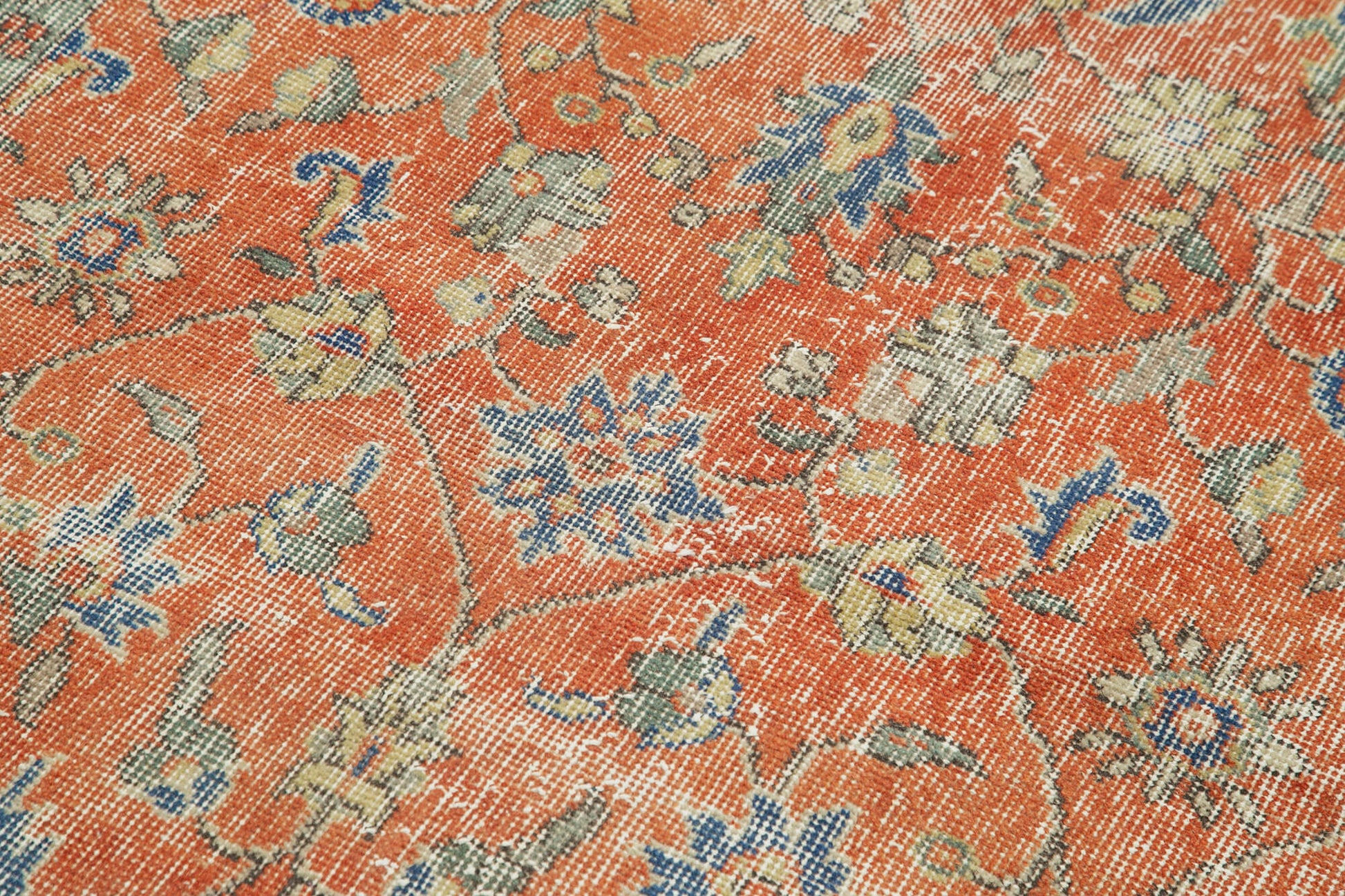 Overdyed Vintage Kırmızı Eskitme Pamuk Yün El Dokuma Halısı 120x197 Agacan