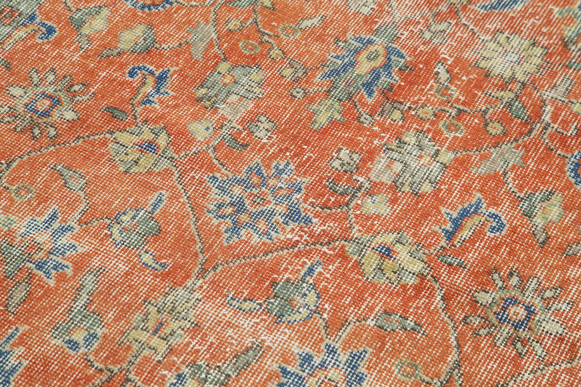 Overdyed Vintage Kırmızı Eskitme Pamuk Yün El Dokuma Halısı 120x197 Agacan