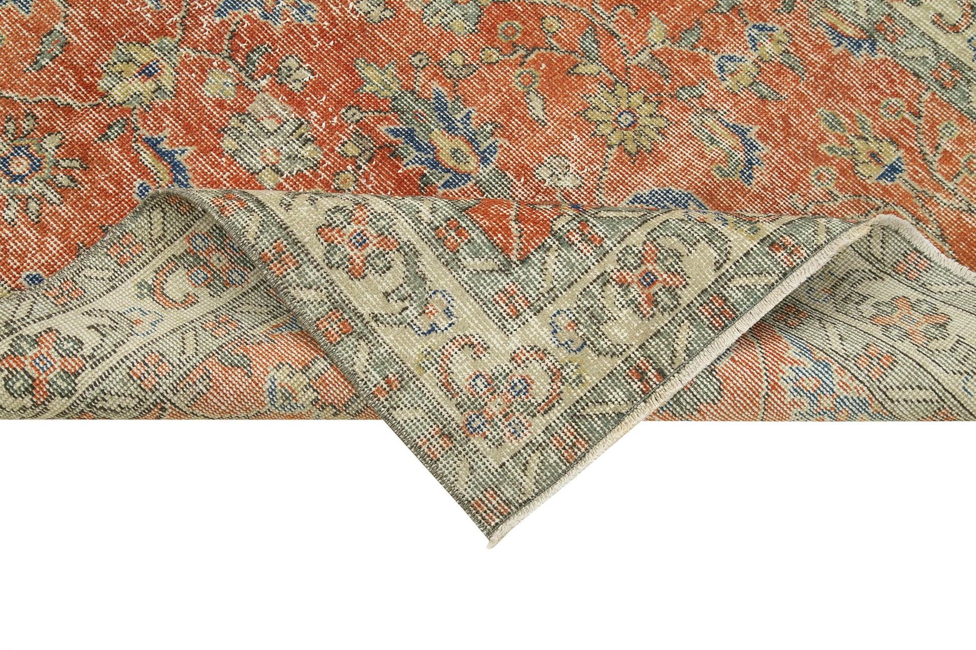 Overdyed Vintage Kırmızı Eskitme Pamuk Yün El Dokuma Halısı 120x197 Agacan