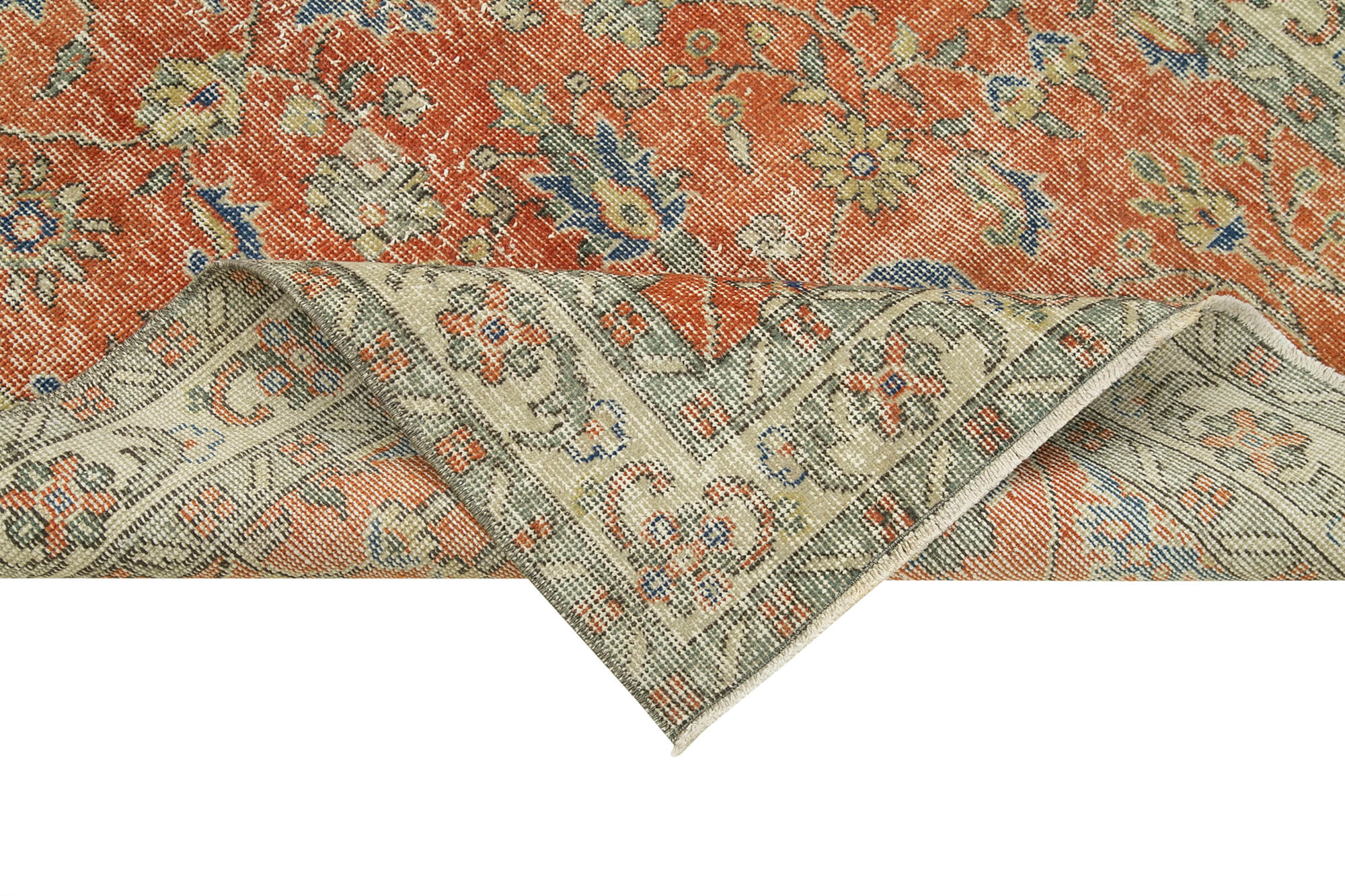 Overdyed Vintage Kırmızı Eskitme Pamuk Yün El Dokuma Halısı 120x197 Agacan