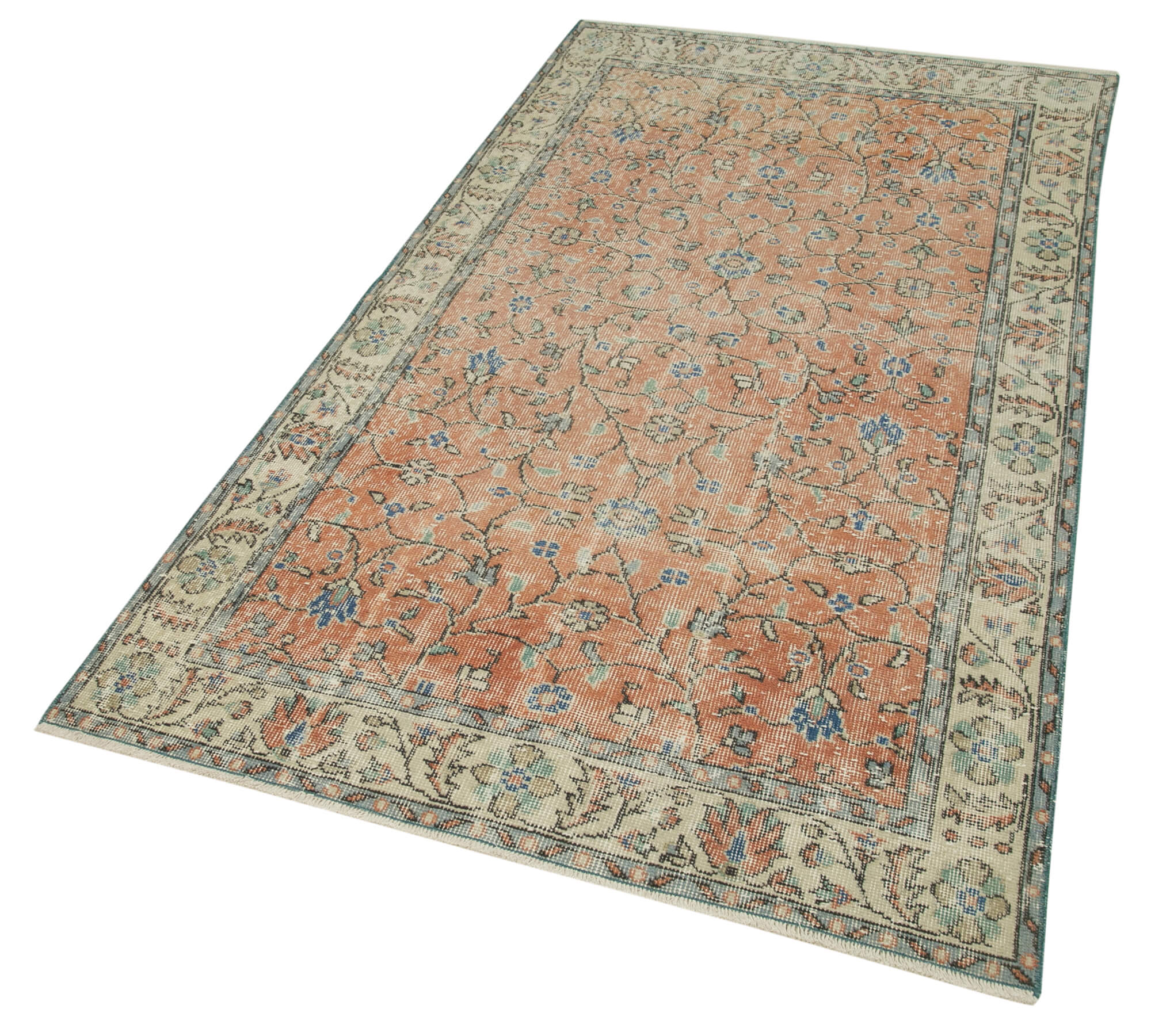 Overdyed Vintage Kırmızı Eskitme Pamuk Yün El Dokuma Halısı 117x213 Agacan