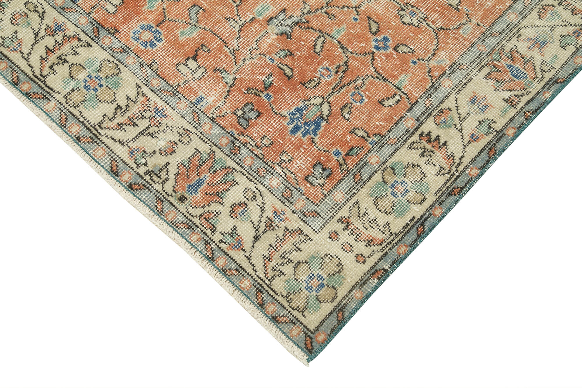 Overdyed Vintage Kırmızı Eskitme Pamuk Yün El Dokuma Halısı 117x213 Agacan