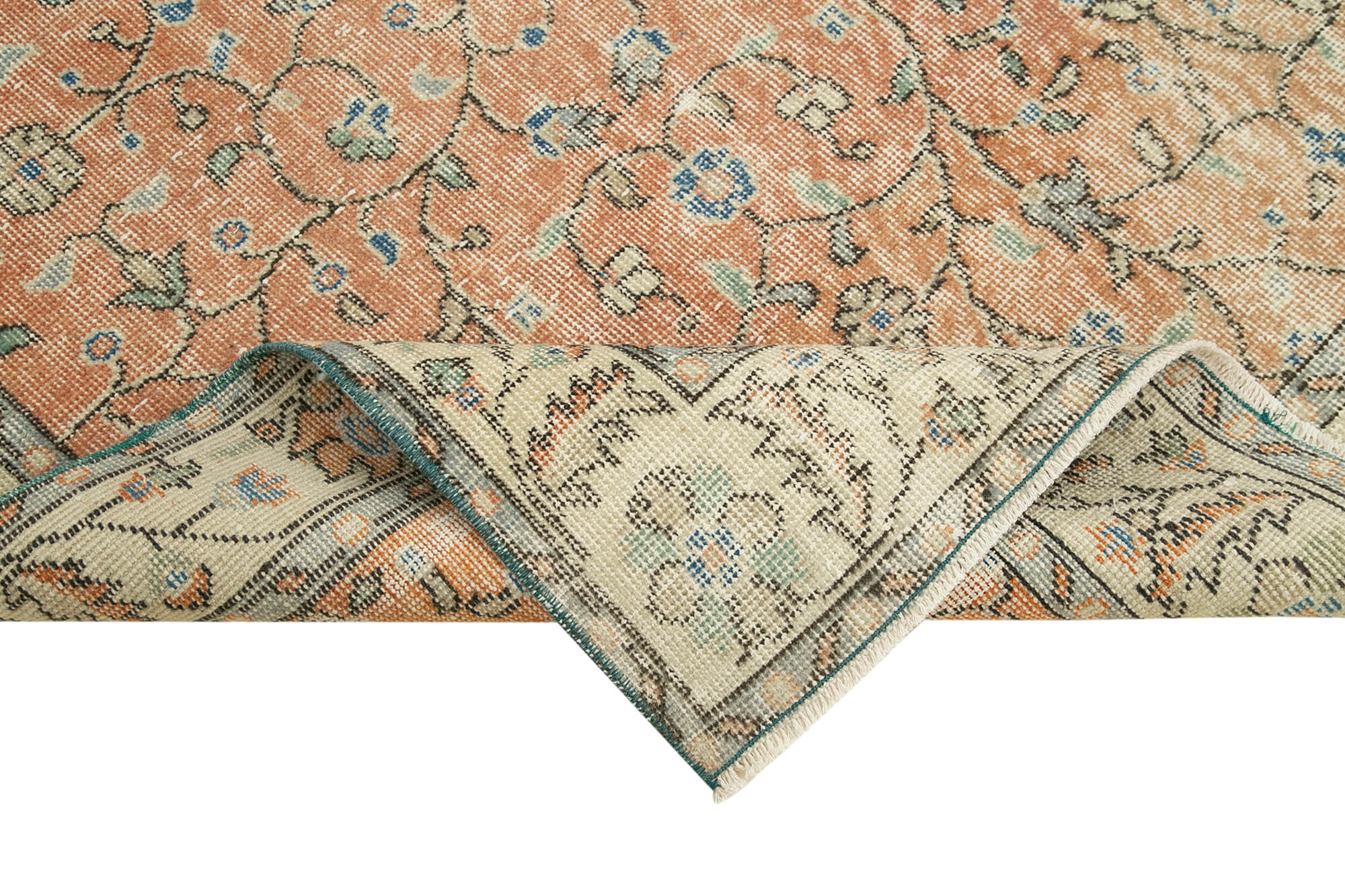 Overdyed Vintage Kırmızı Eskitme Pamuk Yün El Dokuma Halısı 117x213 Agacan