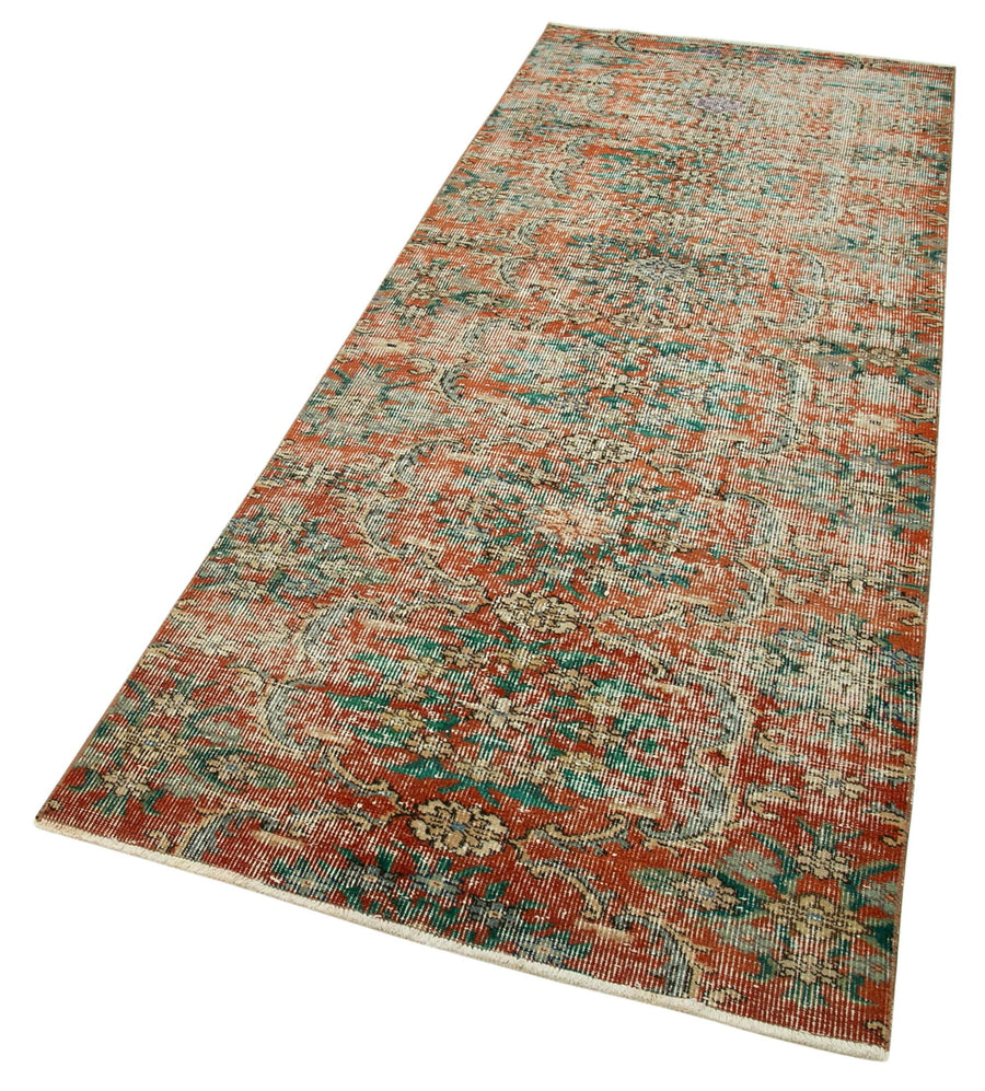 Overdyed Vintage Kırmızı Eskitme Pamuk Yün El Dokuma Halısı 96x244 Agacan