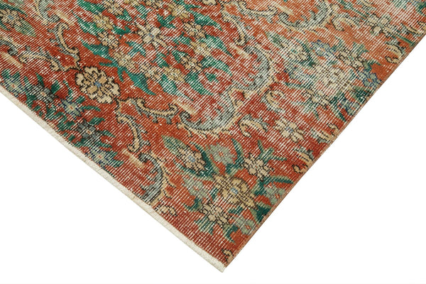 Overdyed Vintage Kırmızı Eskitme Pamuk Yün El Dokuma Halısı 96x244 Agacan