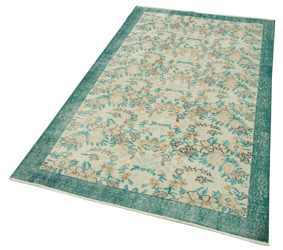 Overdyed Vintage Bej Eskitme Pamuk Yün El Dokuma Halısı 114x206 Agacan