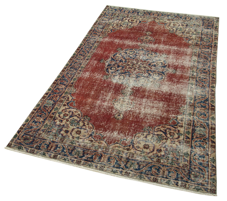 Overdyed Vintage Kırmızı Eskitme Pamuk Yün El Dokuma Halısı 115x202 Agacan