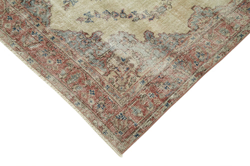 Overdyed Vintage Bej Eskitme Pamuk Yün El Dokuma Halısı 122x220 Agacan