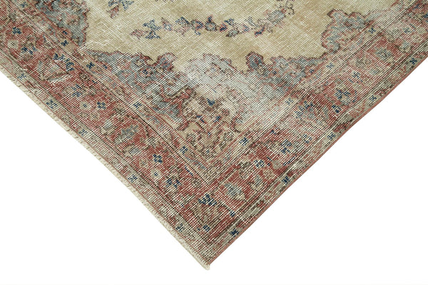 Overdyed Vintage Bej Eskitme Pamuk Yün El Dokuma Halısı 122x220 Agacan