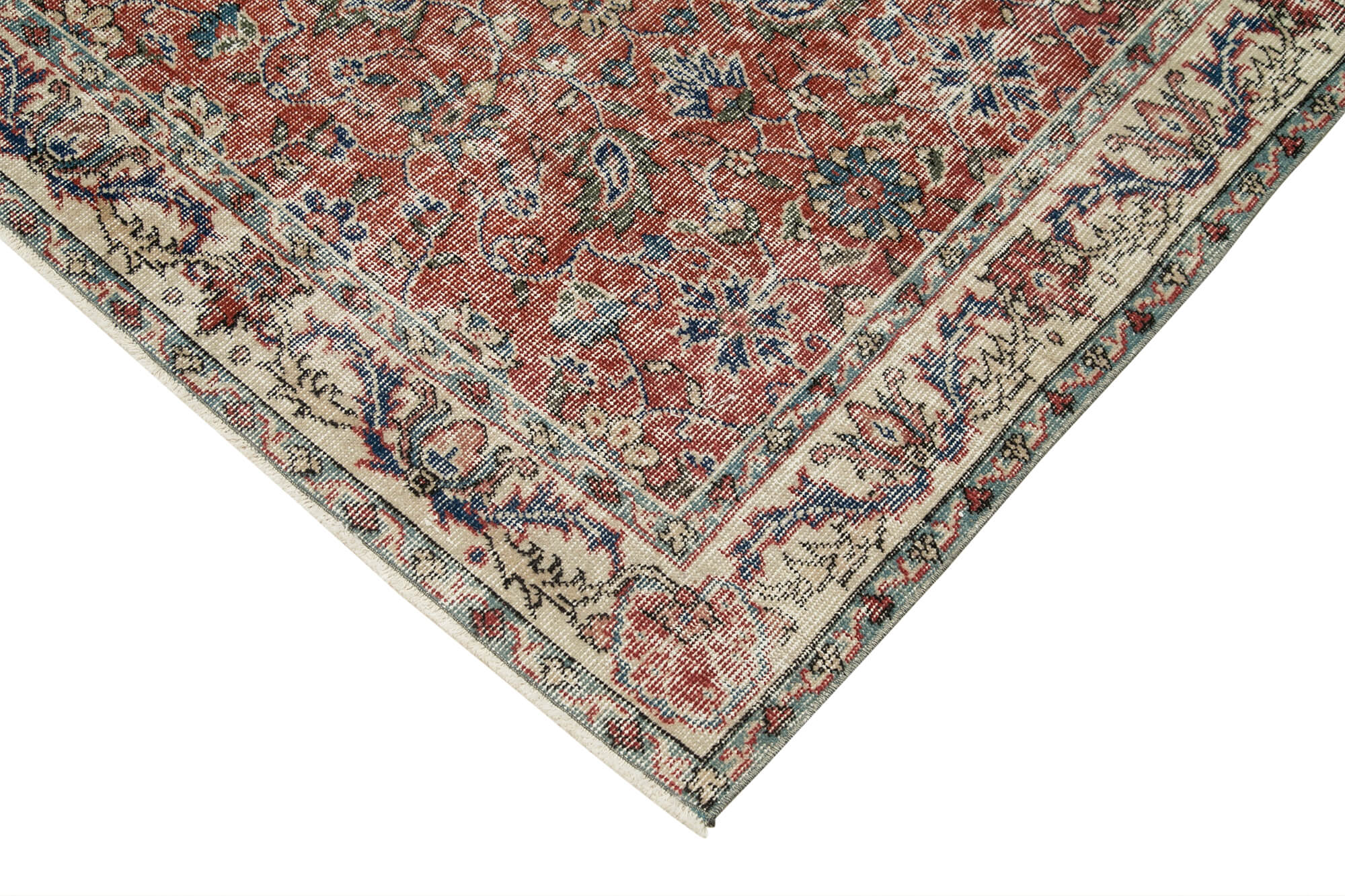 Overdyed Vintage Kırmızı Eskitme Pamuk Yün El Dokuma Halısı 111x202 Agacan