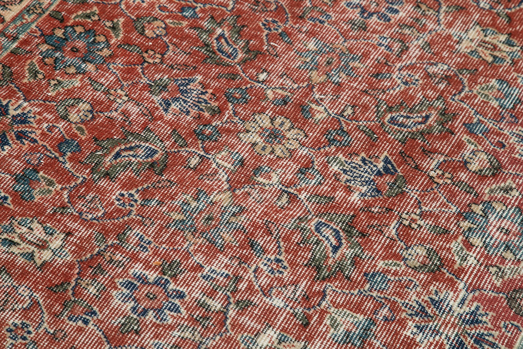 Overdyed Vintage Kırmızı Eskitme Pamuk Yün El Dokuma Halısı 111x202 Agacan