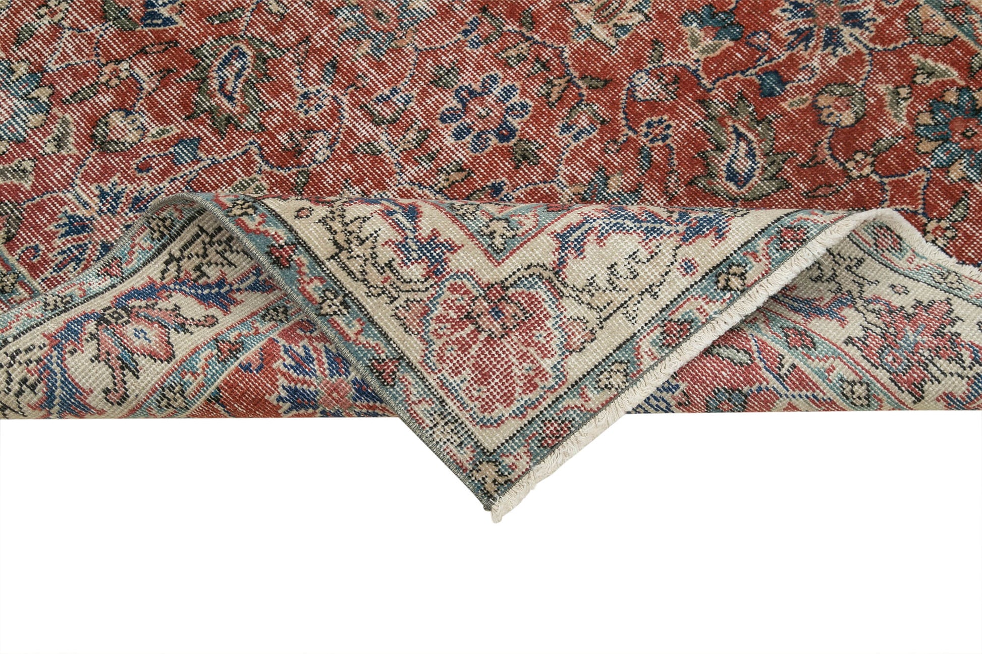 Overdyed Vintage Kırmızı Eskitme Pamuk Yün El Dokuma Halısı 111x202 Agacan