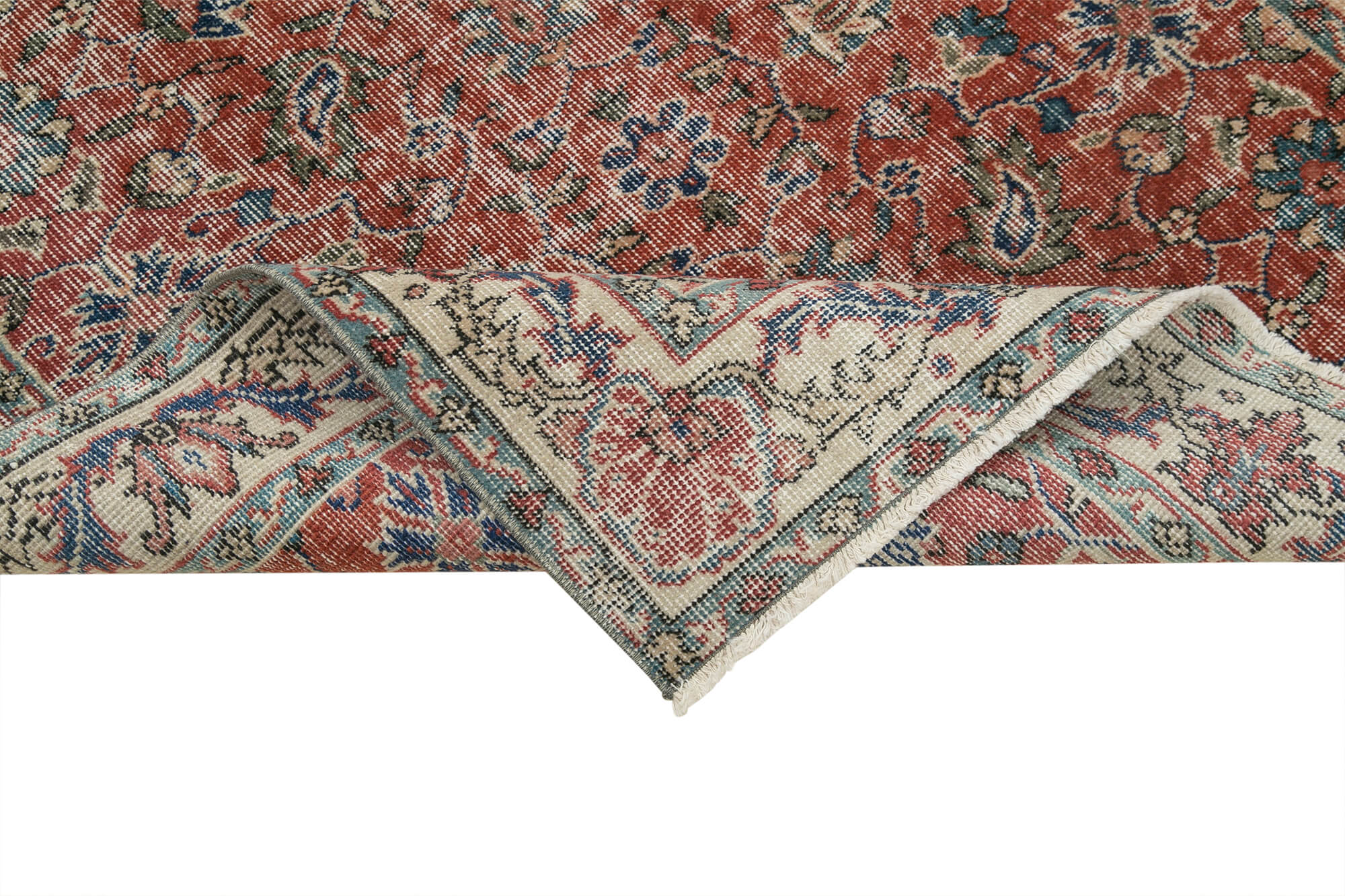 Overdyed Vintage Kırmızı Eskitme Pamuk Yün El Dokuma Halısı 111x202 Agacan