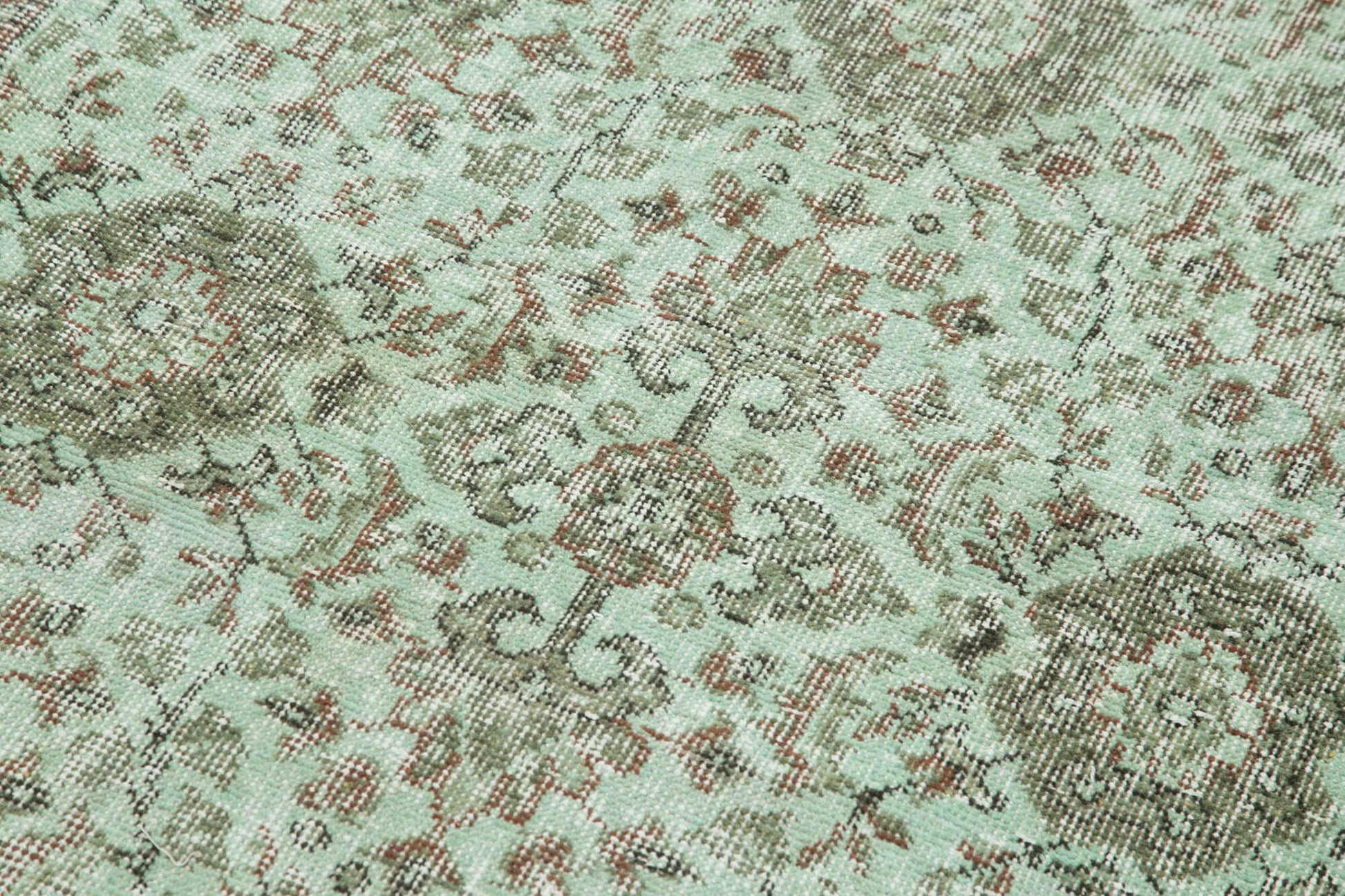 Overdyed Vintage Yeşil Eskitme Pamuk Yün El Dokuma Halısı 110x200 Agacan