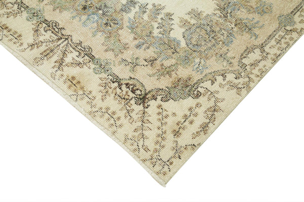 Overdyed Vintage Bej Eskitme Pamuk Yün El Dokuma Halısı 115x257 Agacan