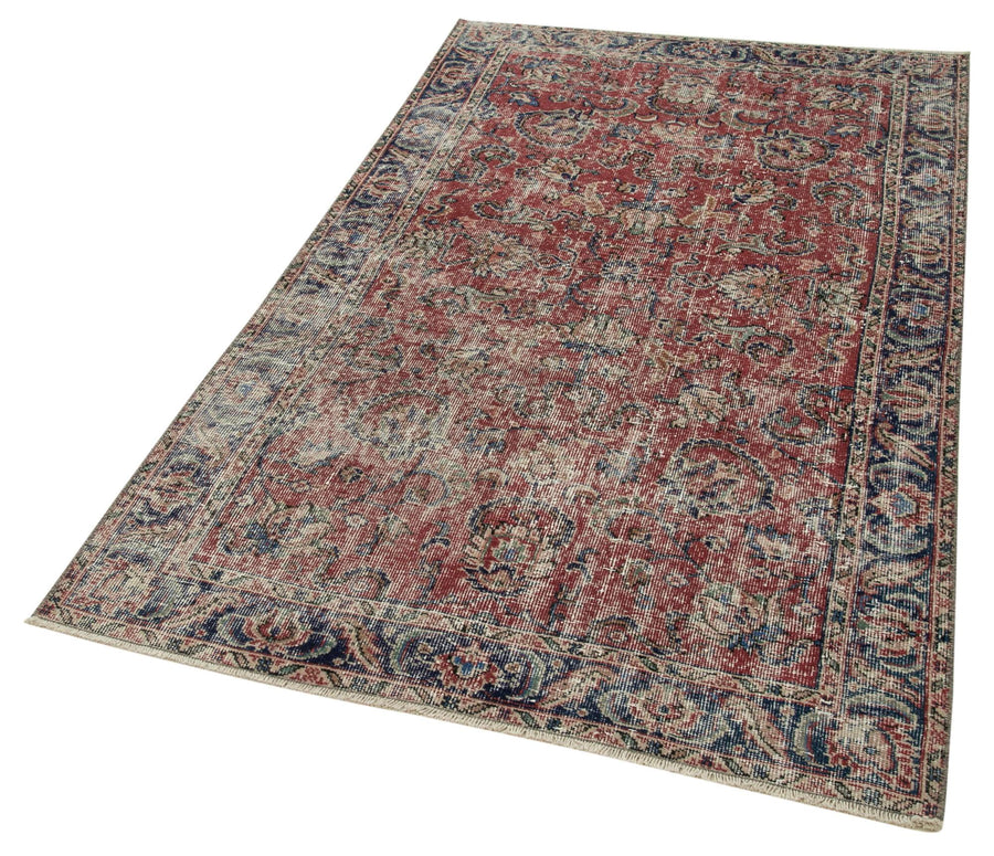 Overdyed Vintage Kırmızı Eskitme Pamuk Yün El Dokuma Halısı 117x198 Agacan