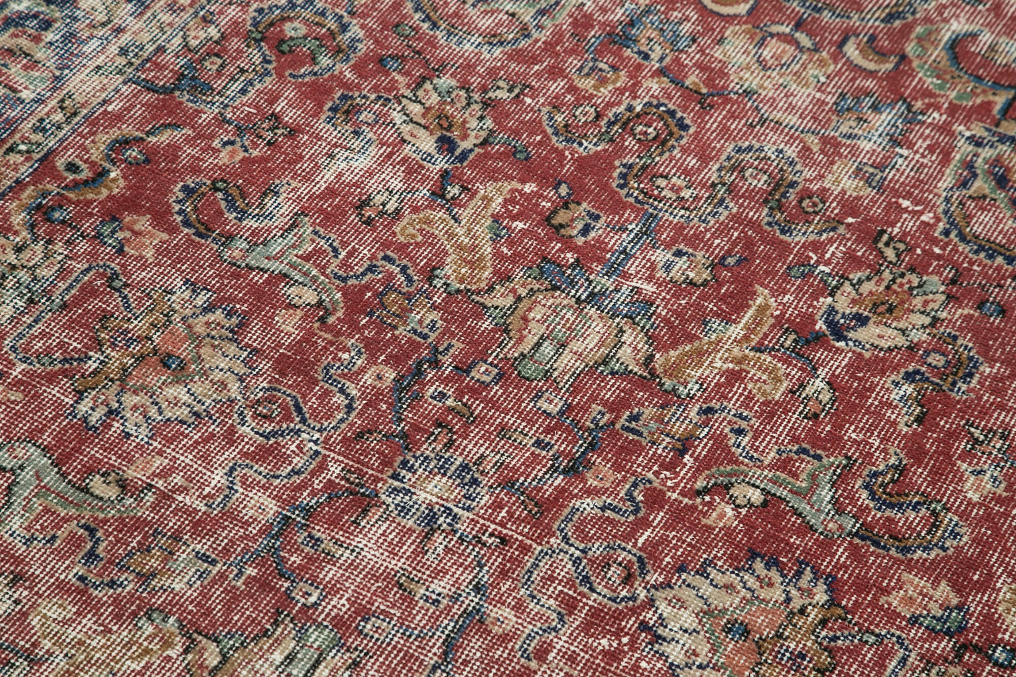 Overdyed Vintage Kırmızı Eskitme Pamuk Yün El Dokuma Halısı 117x198 Agacan