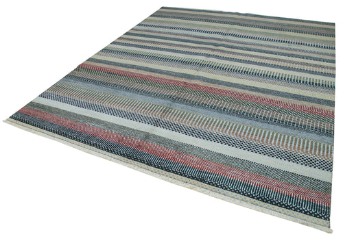 Morocco Beyaz Geometrik Yün Pamuk El Dokuma Halısı 241x300 Agacan