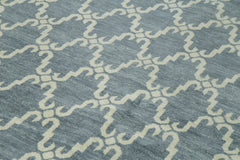 Morocco Mavi Geometrik Yün Pamuk El Dokuma Halısı 185x274 Agacan