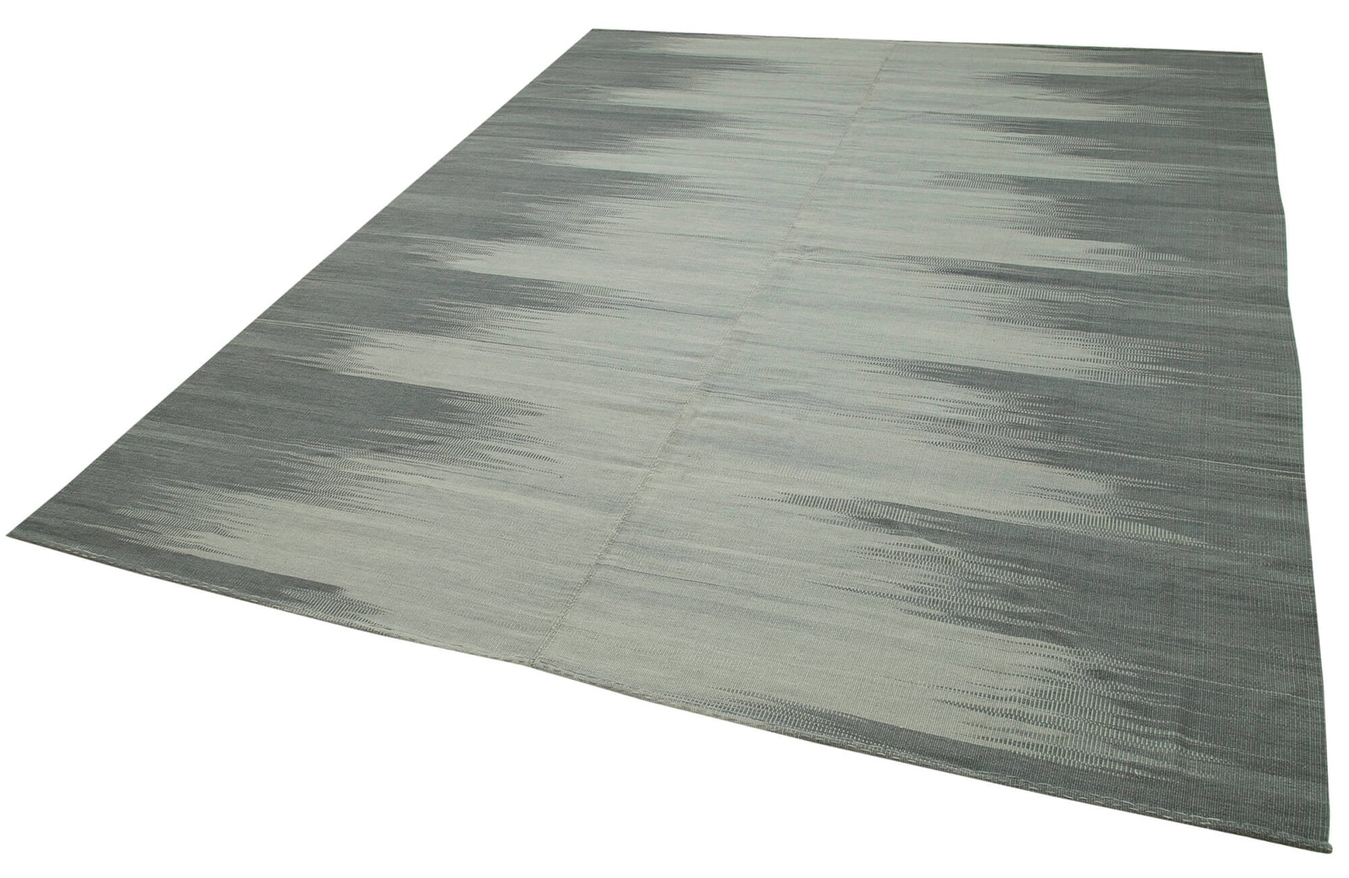 Degrade Kilim Gri Çizgili Pamuk Yün El Dokuma Halısı 300x387 Agacan