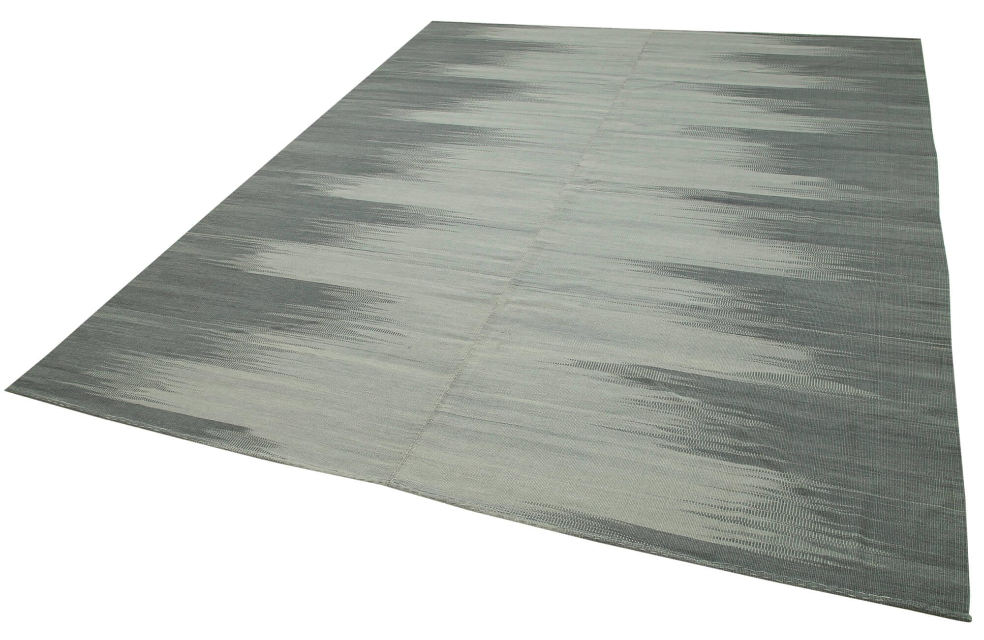 Degrade Kilim Gri Çizgili Pamuk Yün El Dokuma Halısı 300x387 Agacan