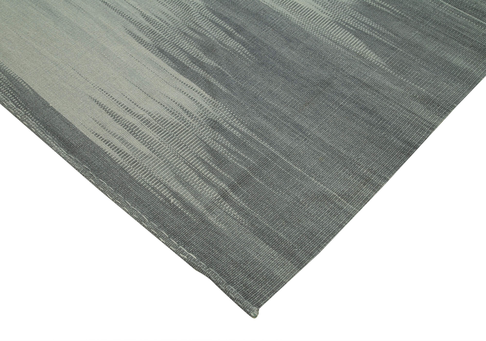 Degrade Kilim Gri Çizgili Pamuk Yün El Dokuma Halısı 300x387 Agacan