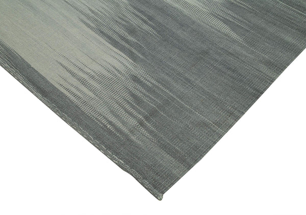 Degrade Kilim Gri Çizgili Pamuk Yün El Dokuma Halısı 300x387 Agacan