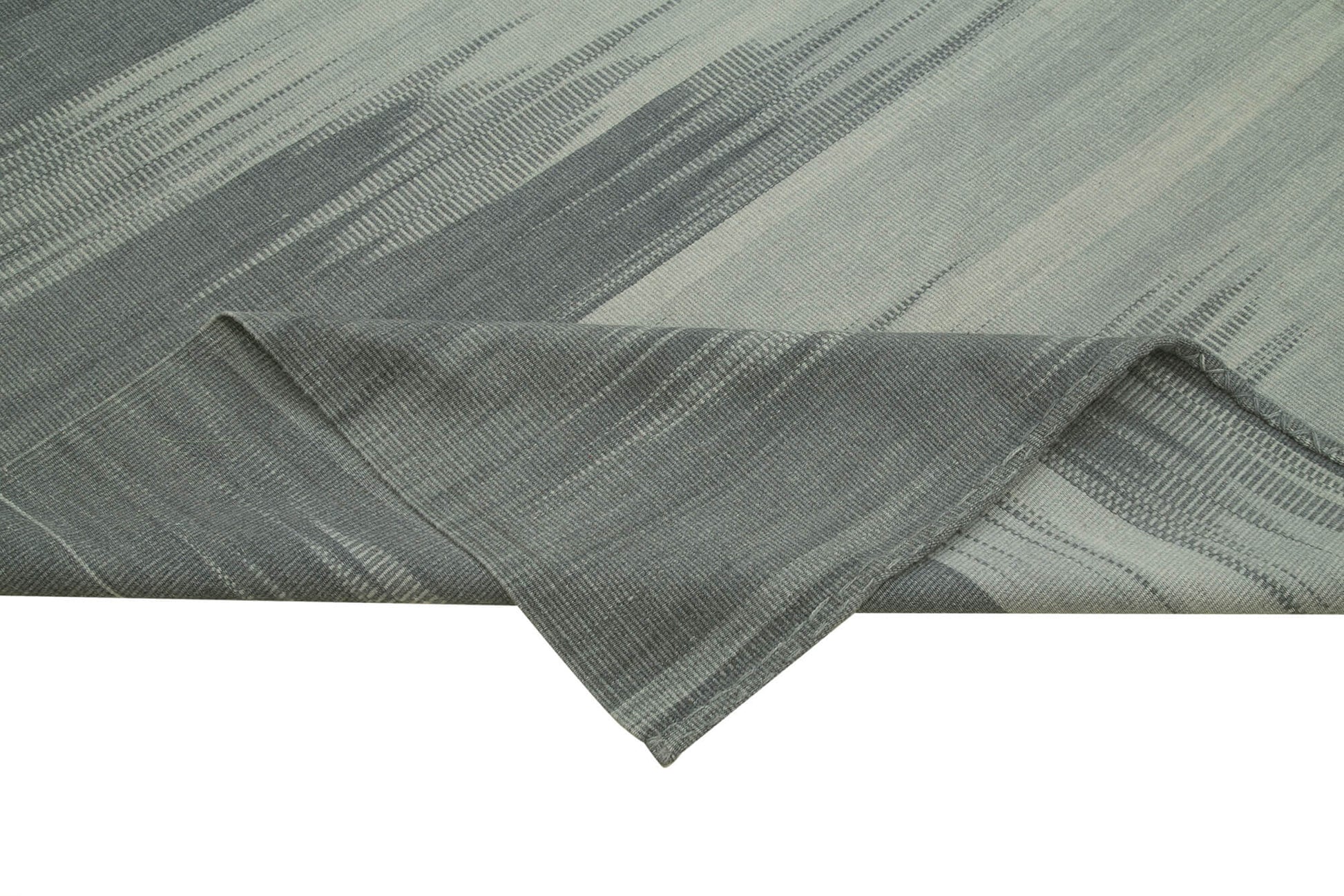 Degrade Kilim Gri Çizgili Pamuk Yün El Dokuma Halısı 300x387 Agacan