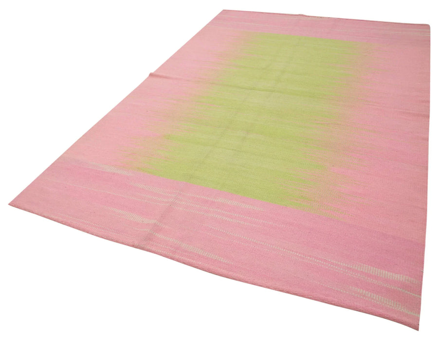 Degrade Kilim Pembe Çizgili Pamuk Yün El Dokuma Halısı 179x285 Agacan