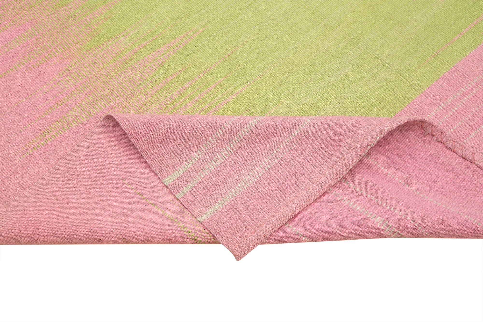 Degrade Kilim Pembe Çizgili Pamuk Yün El Dokuma Halısı 179x285 Agacan