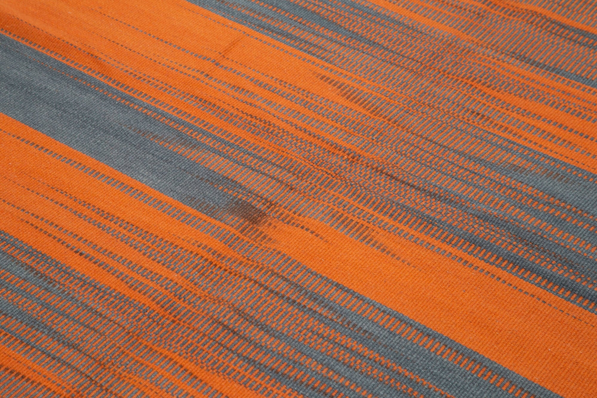 Degrade Kilim Turuncu Çizgili Pamuk Yün El Dokuma Halısı 178x257 Agacan