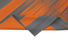 Degrade Kilim Turuncu Çizgili Pamuk Yün El Dokuma Halısı 178x257 Agacan