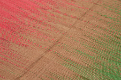 Degrade Kilim Fuşya Çizgili Pamuk Yün El Dokuma Halısı 179x263 Agacan