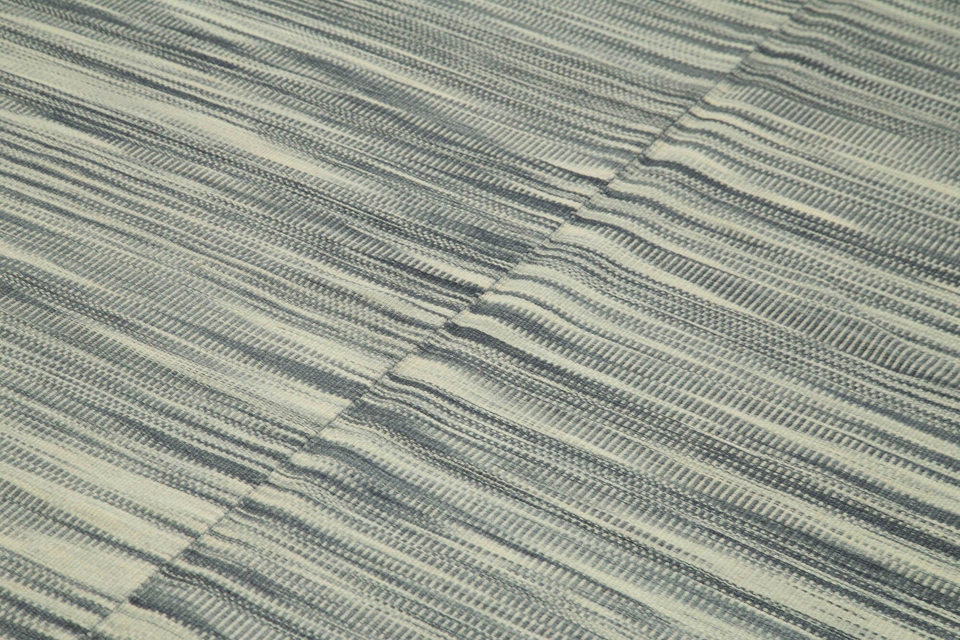 Degrade Kilim Bej Çizgili Pamuk Yün El Dokuma Halısı 203x317 Agacan