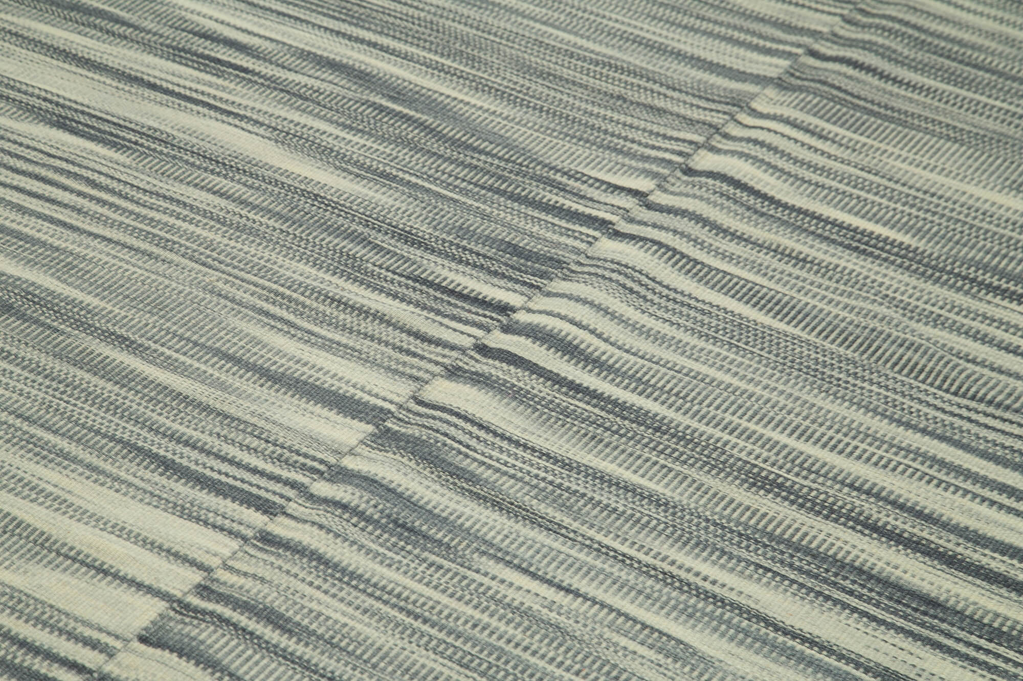 Degrade Kilim Bej Çizgili Pamuk Yün El Dokuma Halısı 203x317 Agacan