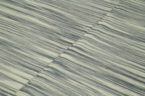 Degrade Kilim Bej Çizgili Pamuk Yün El Dokuma Halısı 203x317 Agacan