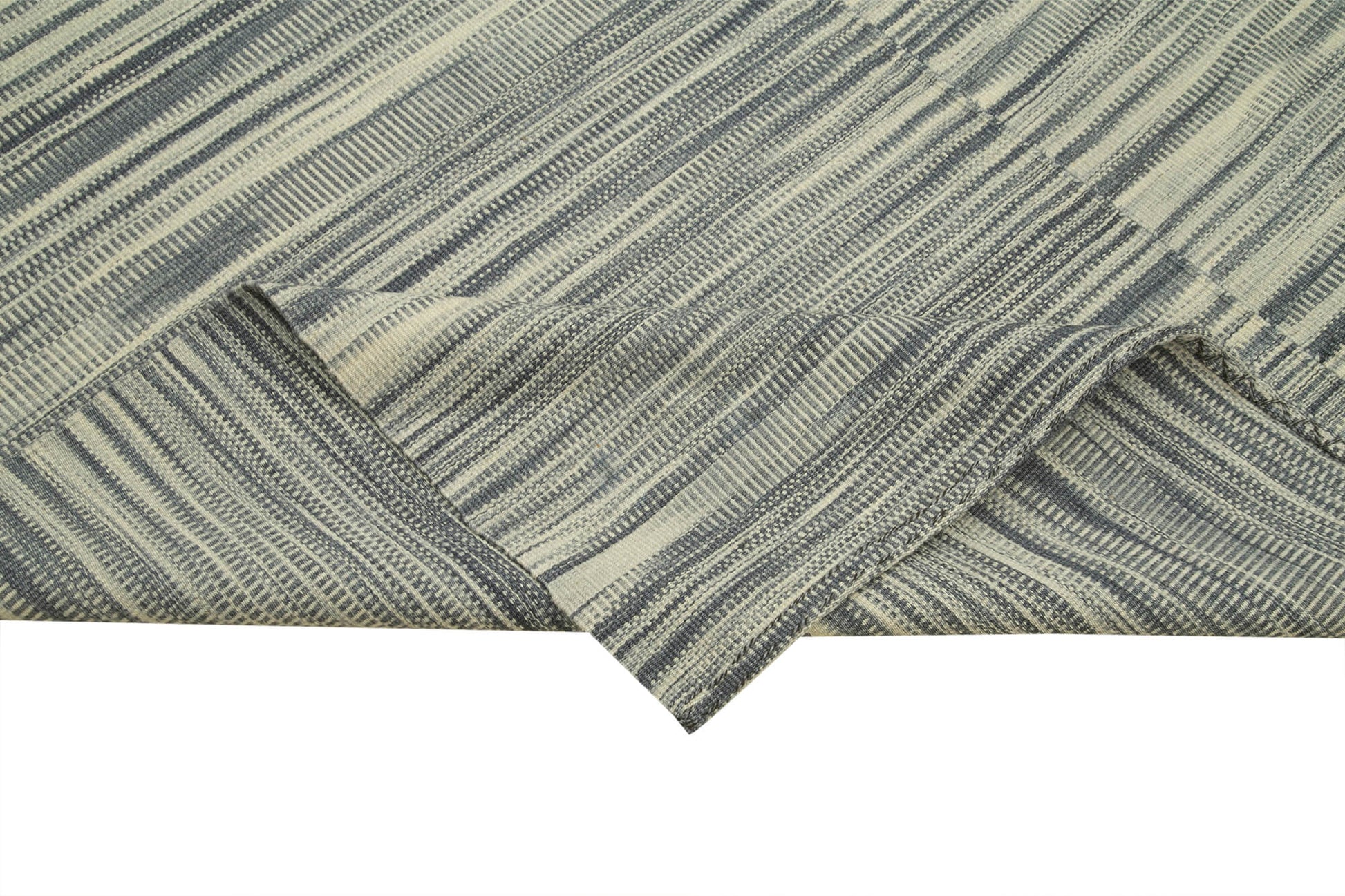 Degrade Kilim Bej Çizgili Pamuk Yün El Dokuma Halısı 203x317 Agacan