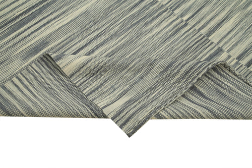 Degrade Kilim Bej Çizgili Pamuk Yün El Dokuma Halısı 203x317 Agacan