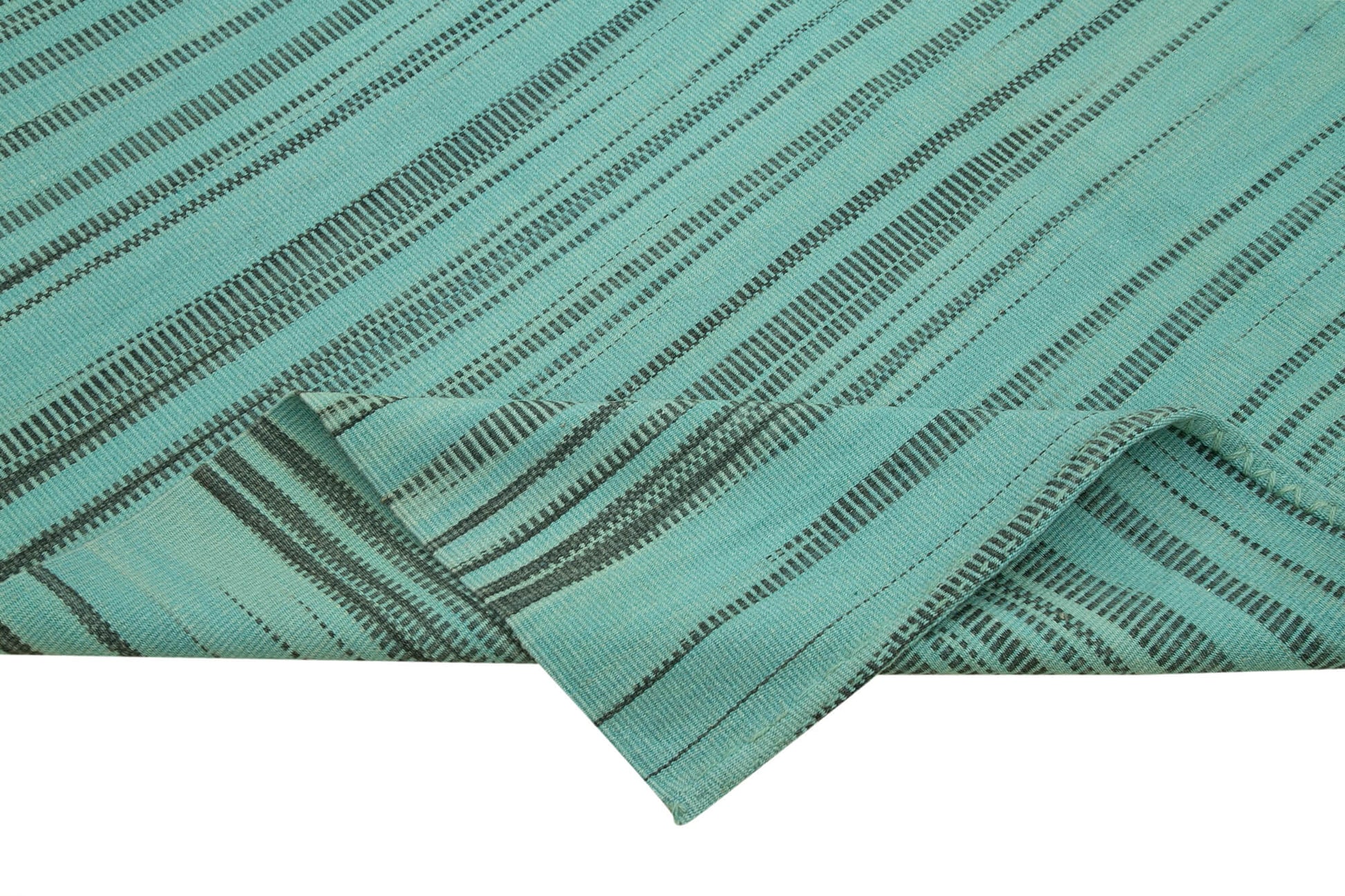 Degrade Kilim Turkuaz Çizgili Pamuk Yün El Dokuma Halısı 183x275 Agacan