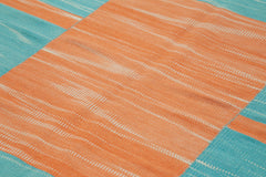 Degrade Kilim Turkuaz Çizgili Pamuk Yün El Dokuma Halısı 207x285 Agacan