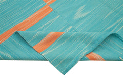 Degrade Kilim Turkuaz Çizgili Pamuk Yün El Dokuma Halısı 207x285 Agacan