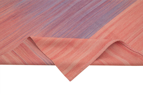 Degrade Kilim Pembe Çizgili Pamuk Yün El Dokuma Halısı 183x282 Agacan
