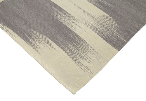 Degrade Kilim Bej Çizgili Pamuk Yün El Dokuma Halısı 200x276 Agacan