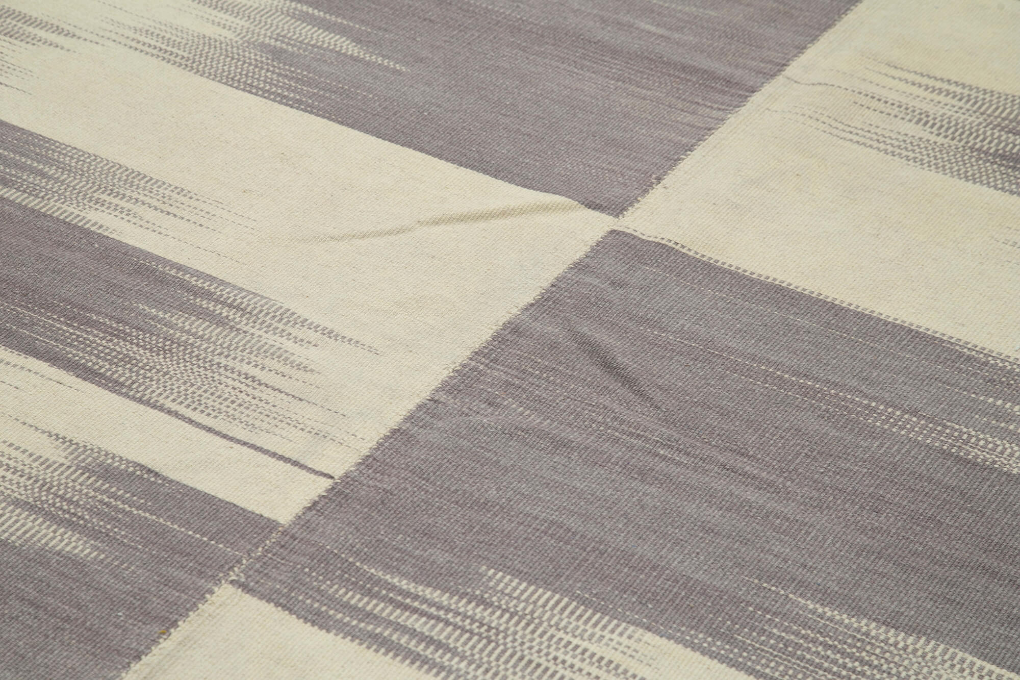 Degrade Kilim Bej Çizgili Pamuk Yün El Dokuma Halısı 200x276 Agacan