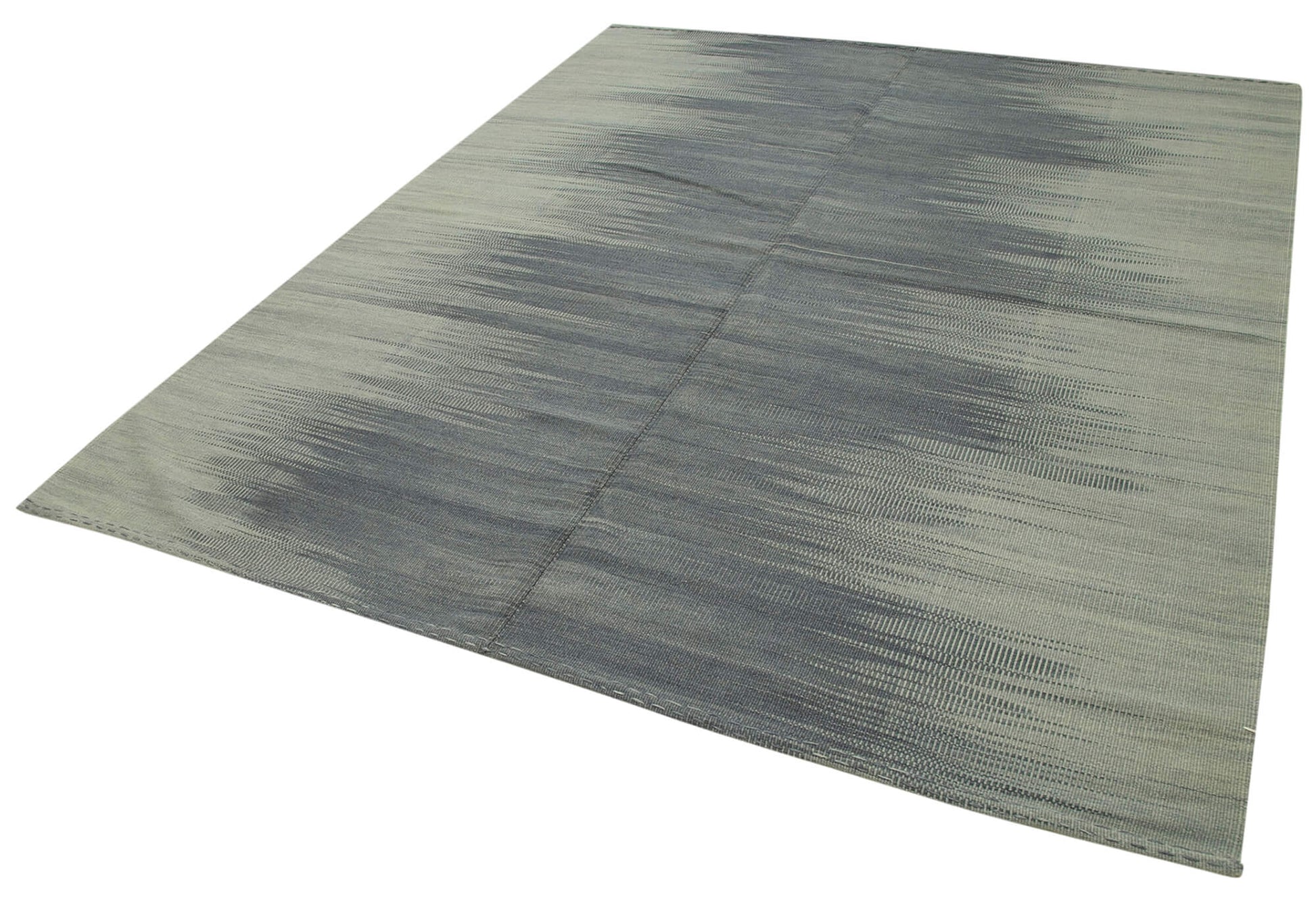 Degrade Kilim Gri Çizgili Pamuk Yün El Dokuma Halısı 206x243 Agacan