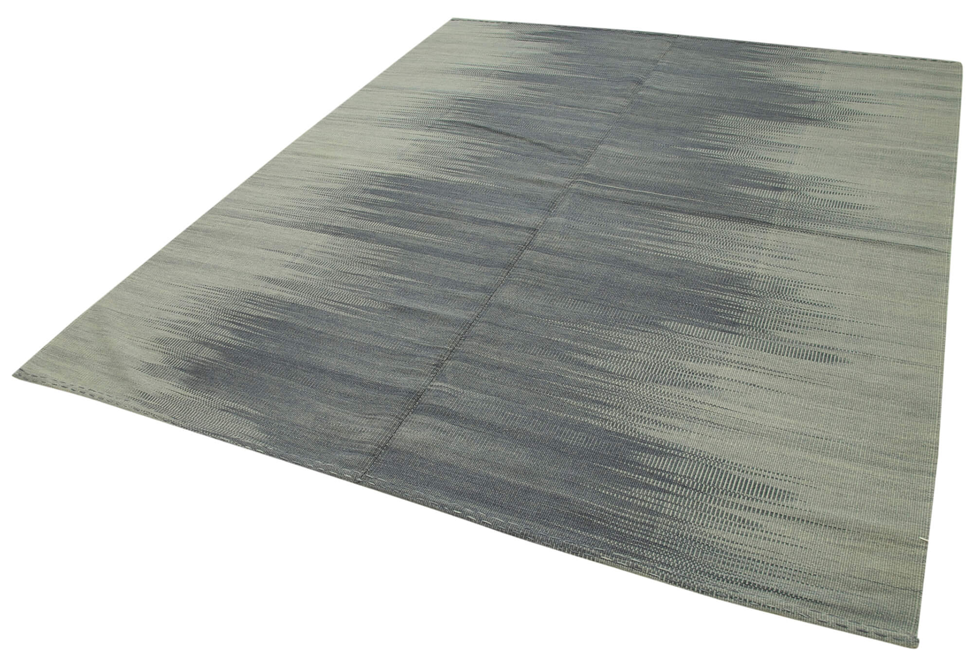 Degrade Kilim Gri Çizgili Pamuk Yün El Dokuma Halısı 206x243 Agacan