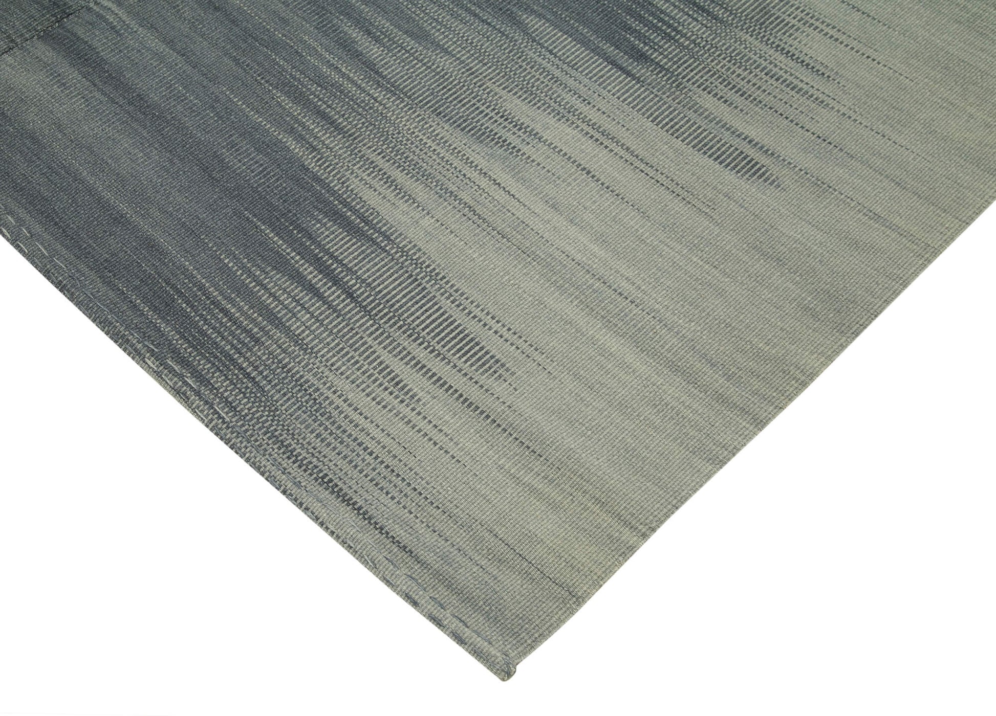 Degrade Kilim Gri Çizgili Pamuk Yün El Dokuma Halısı 206x243 Agacan